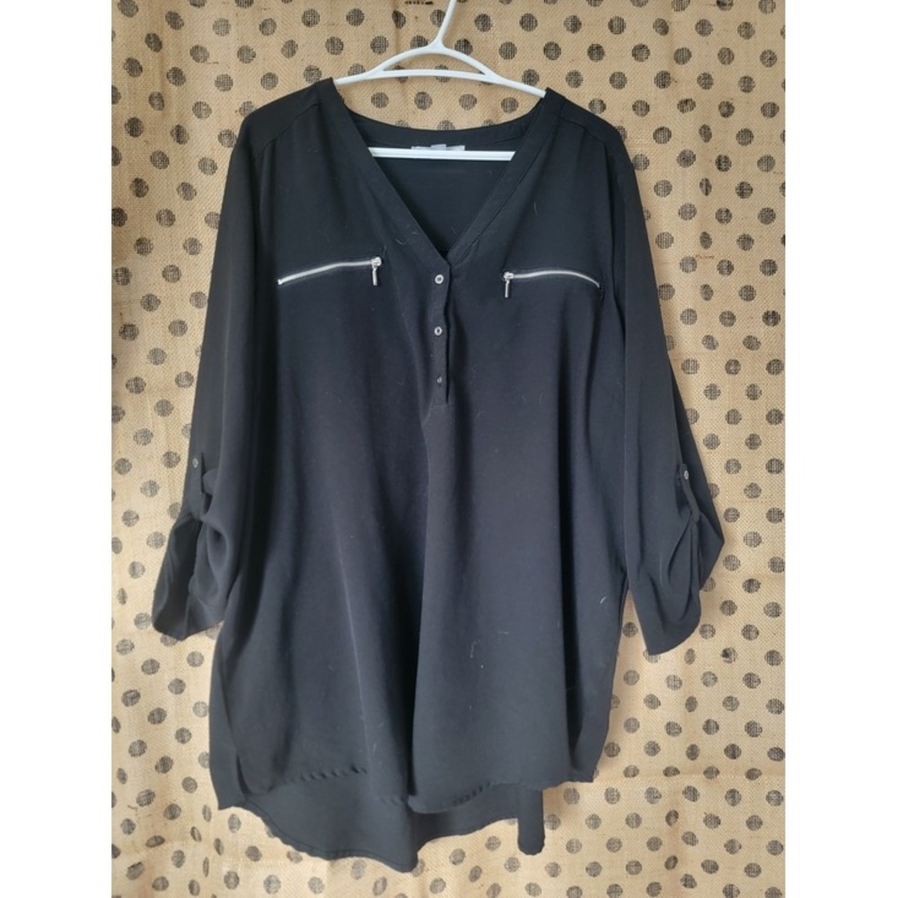Warehouse One Black V-Neck Women's Flowy Top